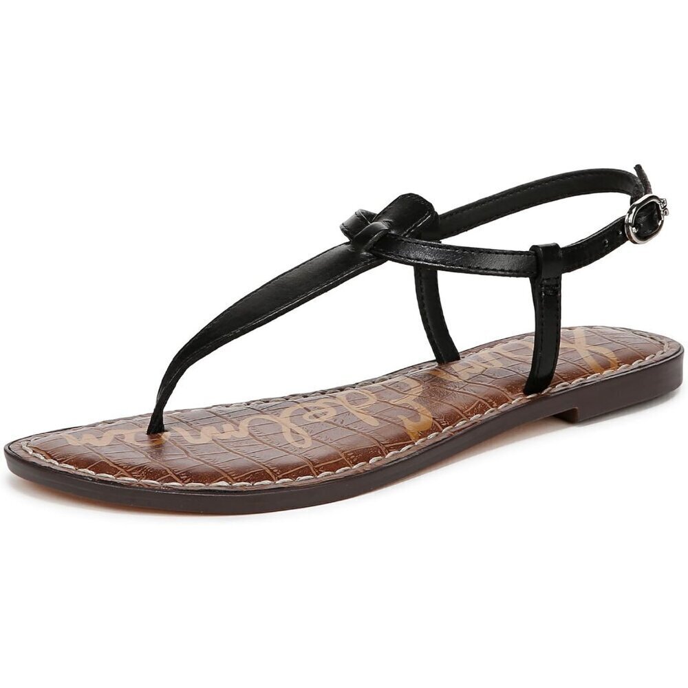 Women's Leather Flat Sandal Size 9.5 Buckle Closure Palm Beach Chic